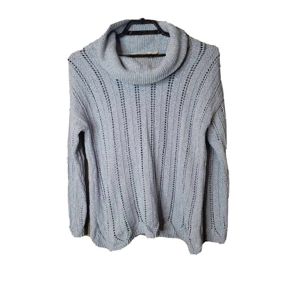 Soft Surroundings Women's Blue Knit Metallic Turtleneck Sweater Size Medium t2